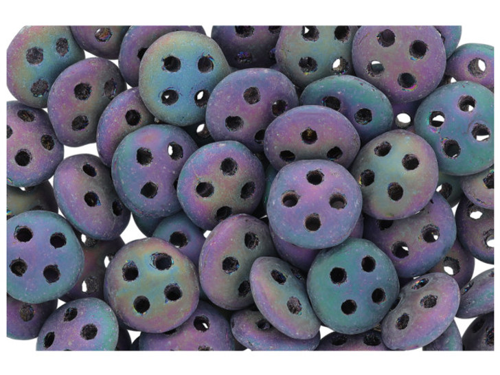 CzechMates Glass 6mm Four-Hole Matte Iris Purple QuadraLentil Bead, 2.5-Inch Tube