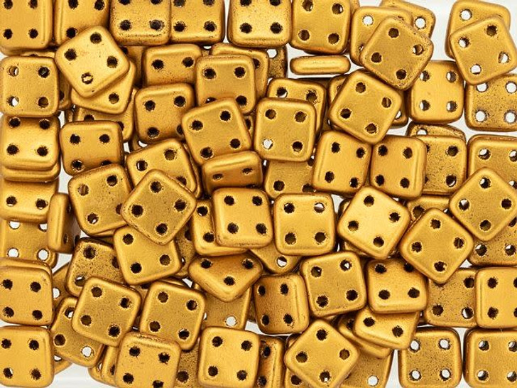 CzechMates Glass 6mm Four-Hole Matte Metallic Antique Gold QuadraTile Bead, 2.5-Inch Tube