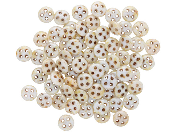 CzechMates Glass 6mm Four-Hole Opaque Picasso Luster QuadraLentil Bead, 2.5-Inch Tube CzechMates Glass 6mm Four-Hole Opaque Picasso Luster QuadraLentil Bead, 2.5-Inch Tube