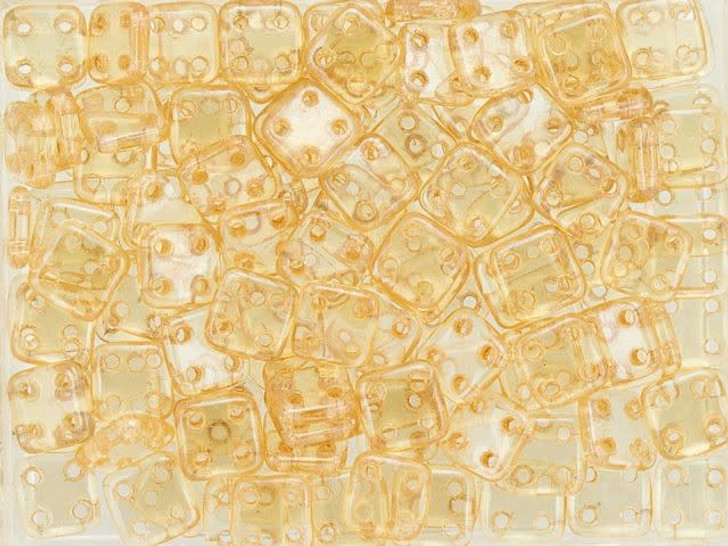 CzechMates Glass 6mm Four-Hole Transparent Champagne Luster QuadraTile Bead, 2.5-Inch Tube CzechMates Glass 6mm Four-Hole Transparent Champagne Luster QuadraTile Bead, 2.5-Inch Tube