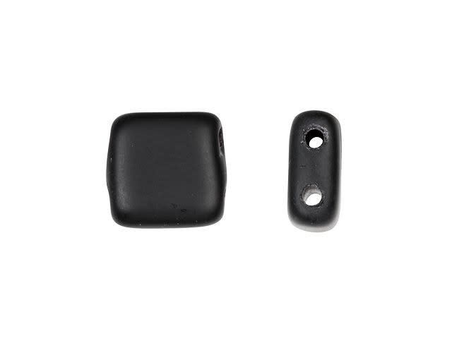CzechMates Glass 6mm Jet Matte Two-Hole Tile Bead