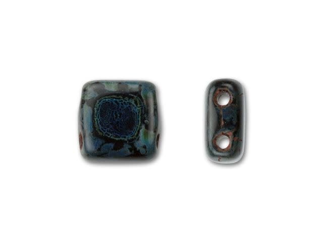 CzechMates Glass 6mm Jet with Picasso Two-Hole Tile Bead
