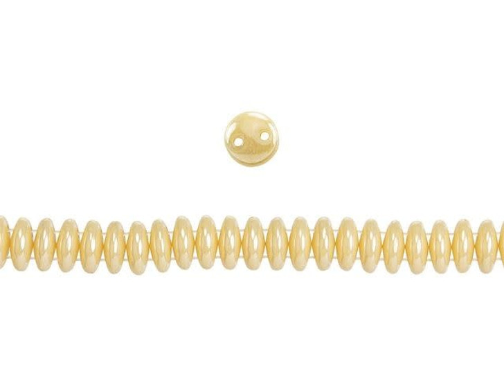CzechMates Glass 6mm Luster Opaque Beige 2-Hole Lentil Bead Strand