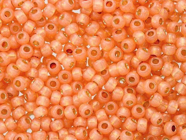 TOHO Bead Round 8/0 Silver-Lined Milky Grapefruit PermaFinish 2.5-Inch Tube