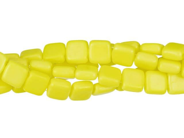 CzechMates Glass 6mm Matte Luster Iris Custard Two-Hole Tile Bead Strand