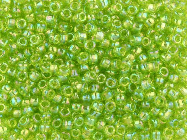 TOHO Bead Round 8/0 Trans-Rainbow Lime Green, 2.5-Inch Tube