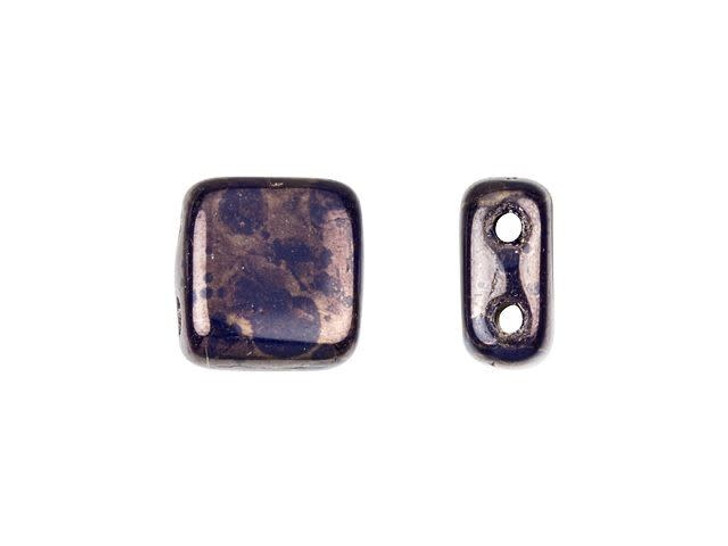 CzechMates Glass 6mm Navy Vega Two-Hole Tile Bead CzechMates Glass 6mm Navy Vega Two-Hole Tile Bead