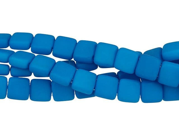 CzechMates Glass 6mm Neon Electric Blue Two-Hole Tile Bead Strand CzechMates Glass 6mm Neon Electric Blue Two-Hole Tile Bead Strand