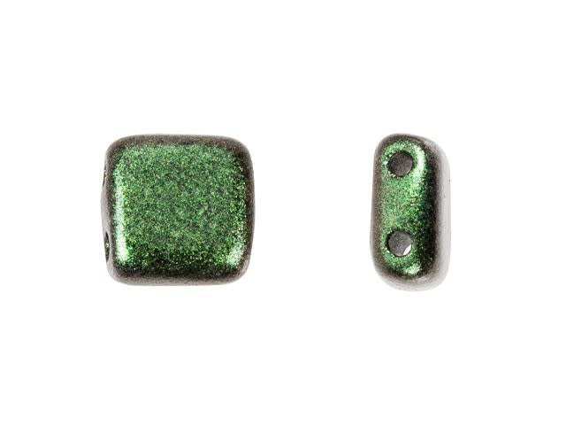 CzechMates Glass 6mm Olive Mauve Polychrome Two-Hole Tile Bead