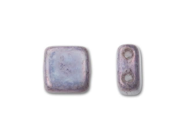 CzechMates Glass 6mm Opaque Amethyst Luster Two-Hole Tile Bead