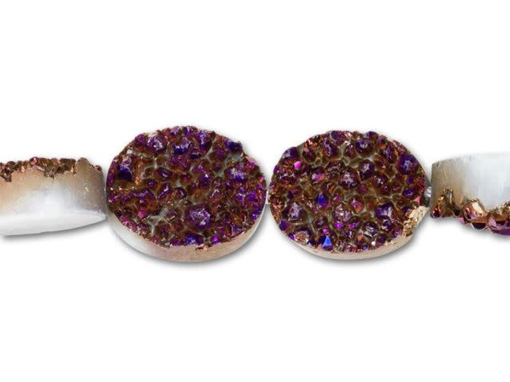 Dakota Stones 12x16mm Druzy Purple Flat Oval Bead (4pc Pack)