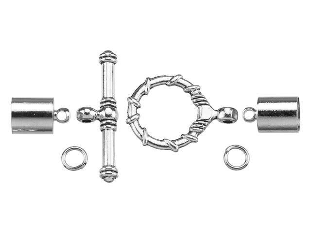 Dazzle It 7mm Silver-Plated Brass Kumihimo End Cap and Toggle Clasp Kit