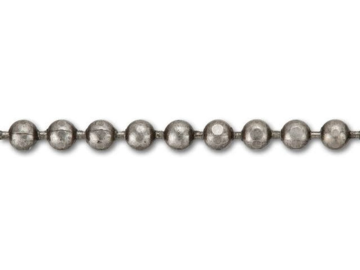 1.5mm Antique Silver-Plated Brass Diamond Cut Ball Chain by the Foot