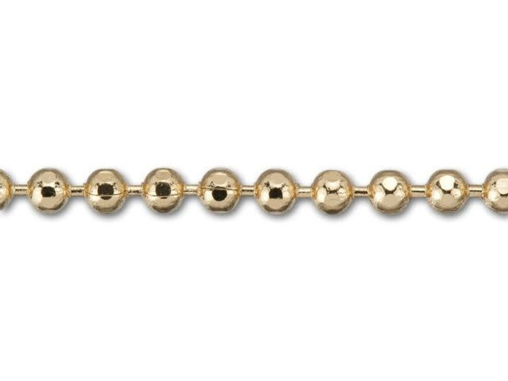 1.5mm Gold-Plated Brass Diamond Cut Ball Chain by the Foot