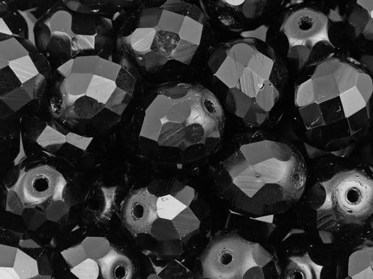 Czech Fire-Polish Bead 10mm Jet (25pc Strand) by Starman