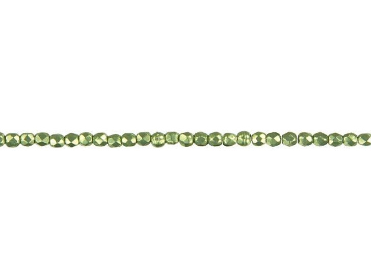Czech Fire-Polish Bead 2mm ColorTrends Saturated Metallic Greenery (50pc Strand) by Starman