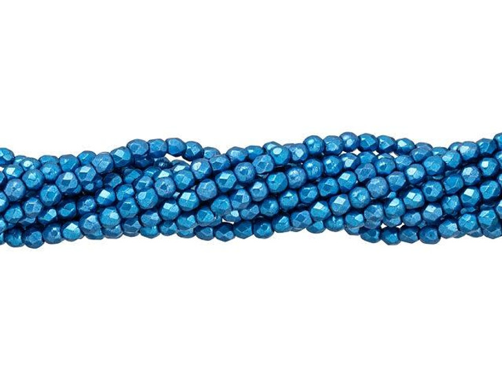 Czech Fire-Polish Bead 2mm Matte Turquoise (50pc Strand) by Starman