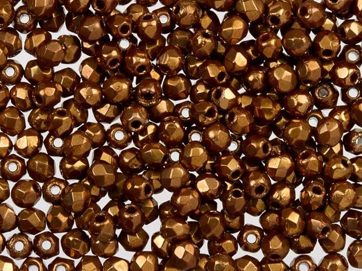 Czech Fire-Polish Bead 2mm Copper Bronze Patina (50pc Strand) by Starman