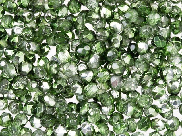 Czech Fire-Polish Bead 2mm Fern Green Mirror (50pc Strand) by Starman