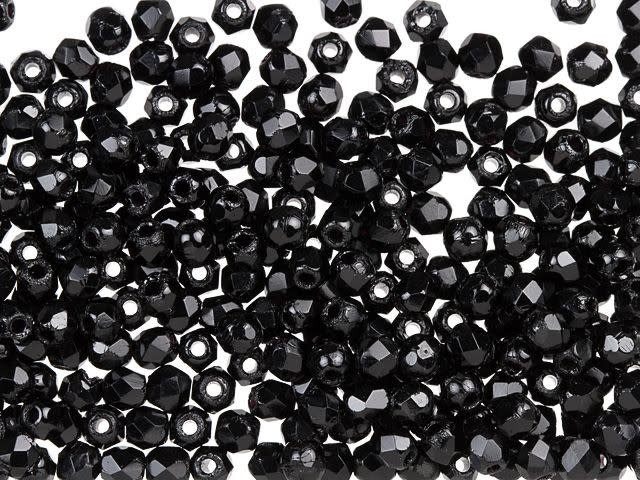 Czech Fire-Polish Bead 2mm Jet (50pc Strand) by Starman