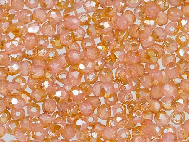 Czech Fire-Polish Bead 2mm Milky Pink Celsian (50pc Strand) by Starman