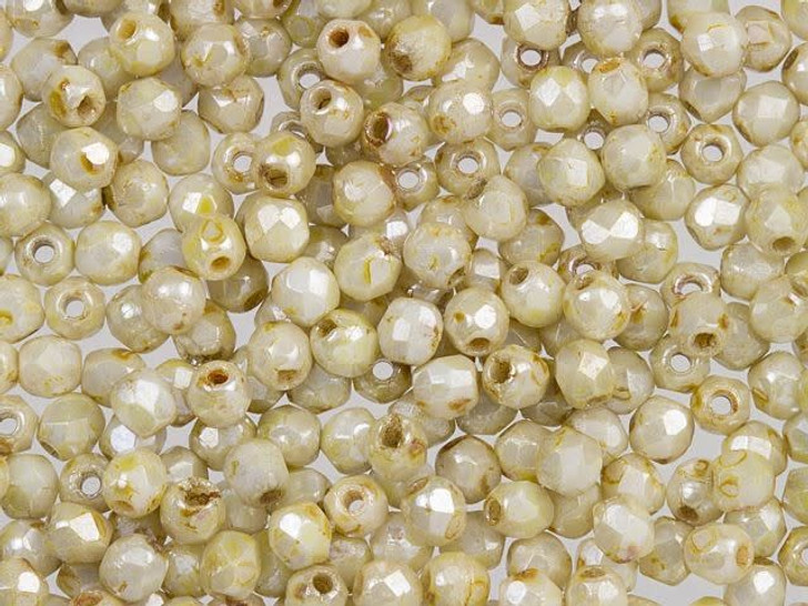 Czech Fire-Polish Bead 2mm Opaque Picasso Luster (50pc Strand) by Starman