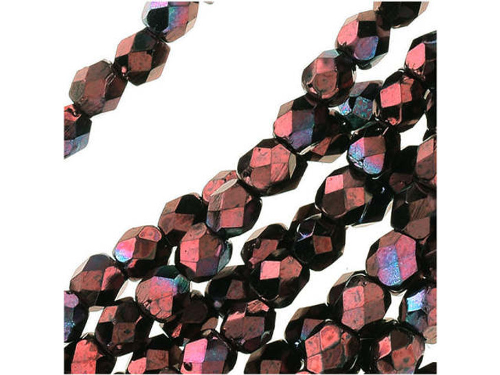 Czech Fire-Polish Bead 3mm Amethyst Metallic Luster (50pc Strand) by Starman