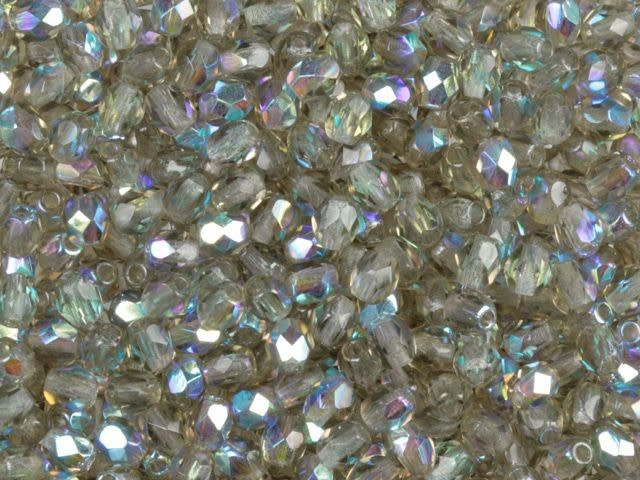 Czech Fire-Polish Bead 3mm Black Diamond AB (50pc Pack) by Starman