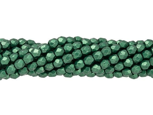 Czech Fire-Polish Bead 3mm ColorTrends Saturated Metallic Martini Olive (50pc Strand) by Starman