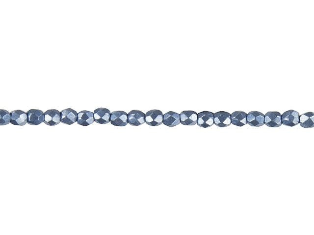 Czech Fire-Polish Bead 3mm ColorTrends Saturated Metallic Neutral Gray (50pc Strand) by Starman