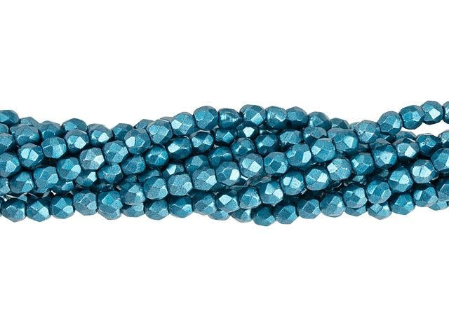Czech Fire-Polish Bead 3mm ColorTrends Saturated Metallic Quetzal Green (50pc Strand) by Starman