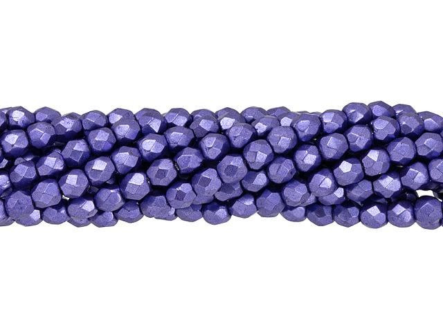 Czech Fire-Polish Bead 3mm ColorTrends Saturated Metallic Ultra Violet (50pc Strand) by Starman
