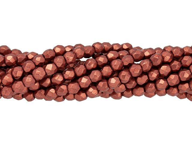 Czech Fire-Polish Bead 3mm ColorTrends Saturated Metallic Valiant Poppy (50pc Strand) by Starman
