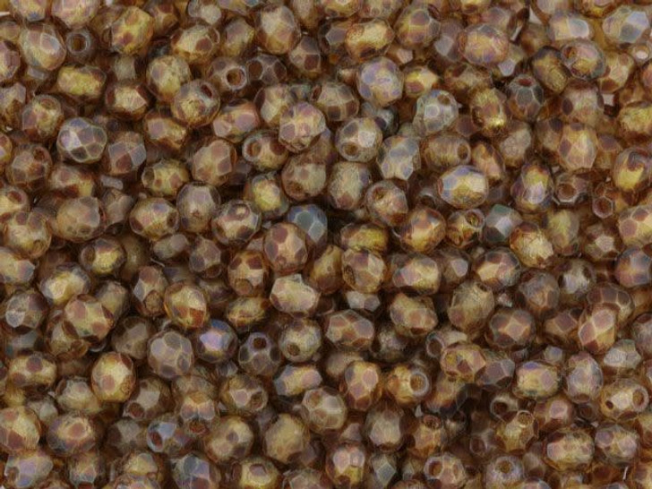 Czech Fire-Polish Bead 3mm Crystal Picasso (50pc Strand) by Starman