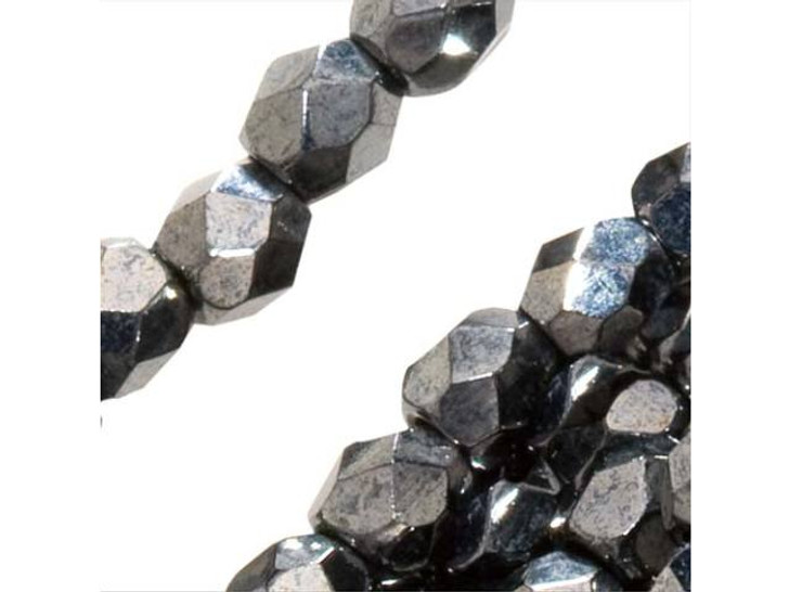 Czech Fire-Polish Bead 3mm Hematite (50pc Strand) by Starman