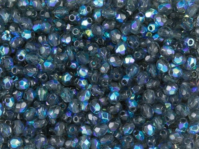 Czech Fire-Polish Bead 3mm Montana AB (50pc Pack) by Starman