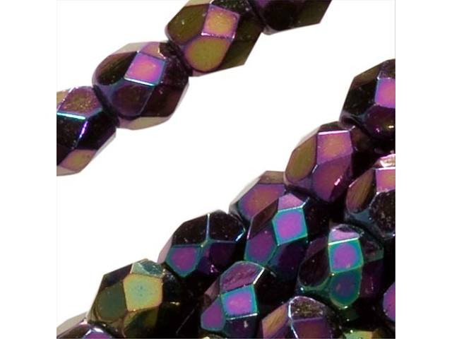 Czech Fire-Polish Bead 3mm Purple Iris (50pc Strand) by Starman