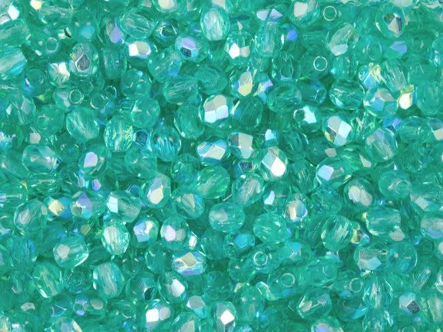 Czech Fire-Polish Bead 3mm Teal AB (50pc Pack) by Starman