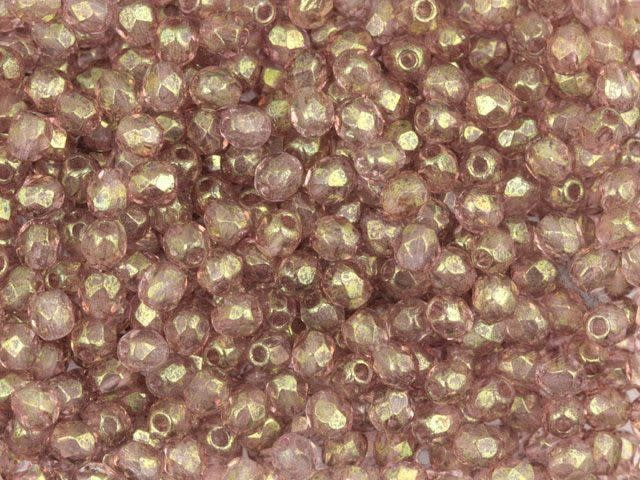 Czech Fire-Polish Bead 3mm Topaz and Pink Luster (50pc Strand) by Starman