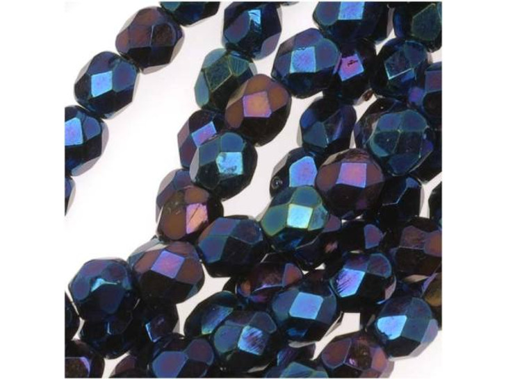 Czech Fire-Polish Bead 4mm Blue Iris (50pc Strand) by Starman