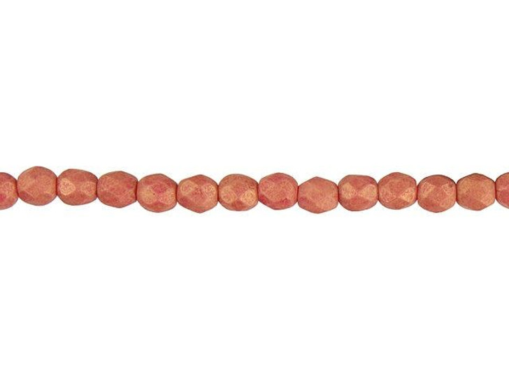 Czech Fire-Polish Bead 4mm ColorTrends Pacifica Strawberry (50pc Strand) by Starman Czech Fire-Polish Bead 4mm ColorTrends Pacifica Strawberry (50pc Strand) by Starman