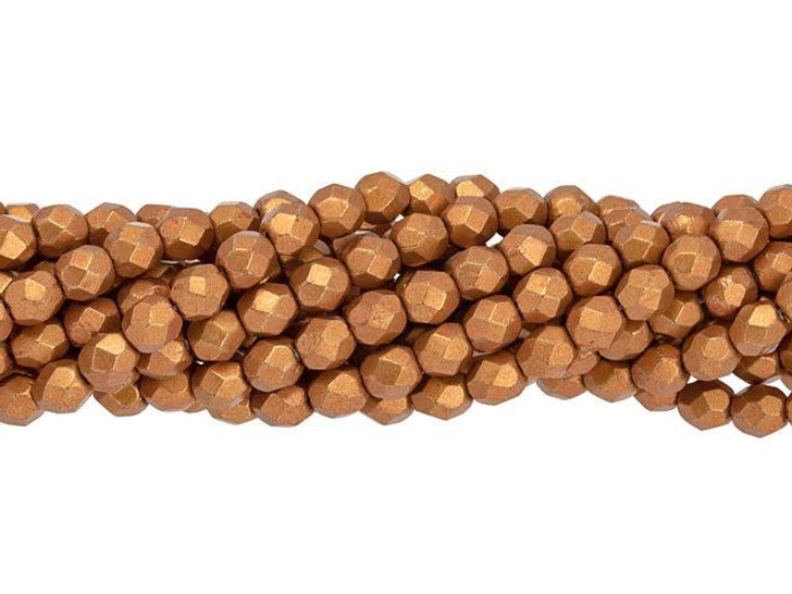 Czech Fire-Polish Bead 4mm ColorTrends Saturated Metallic Russet Orange (50pc Strand) by Starman