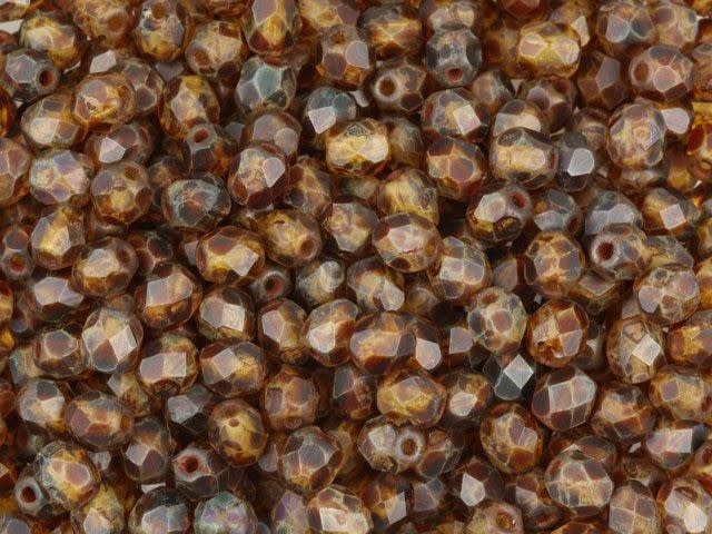 Czech Fire-Polish Bead 4mm Crystal Picasso Matte (50pc strand) by Starman