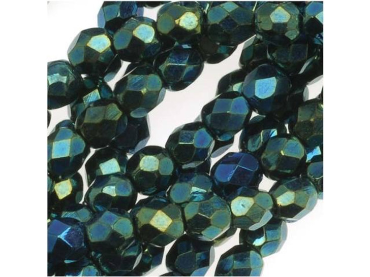 Czech Fire-Polish Bead 4mm Green Iris (50pc Strand) by Starman