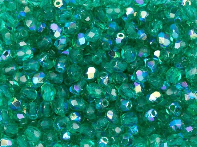 Czech Fire-Polish Bead 4mm Indicolite AB (50pc Strand) by Starman