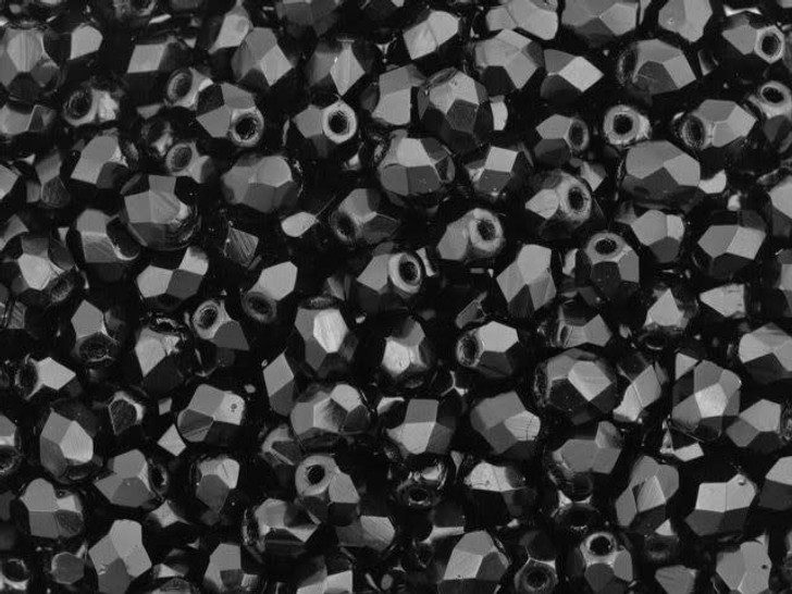 Czech Fire-Polish Bead 4mm Jet (50pc strand) by Starman