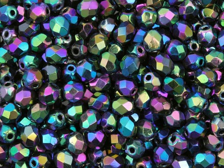 Czech Fire-Polish Bead 4mm Jet AB 2x (50pc strand) by Starman