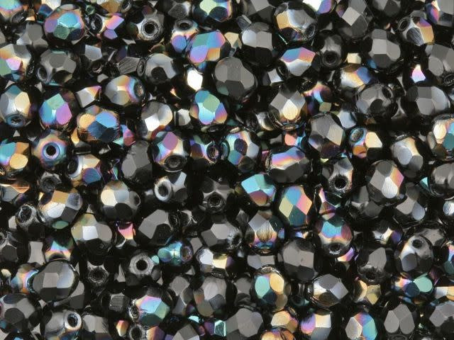 Czech Fire-Polish Bead 4mm Jet Celsian (50pc strand) by Starman