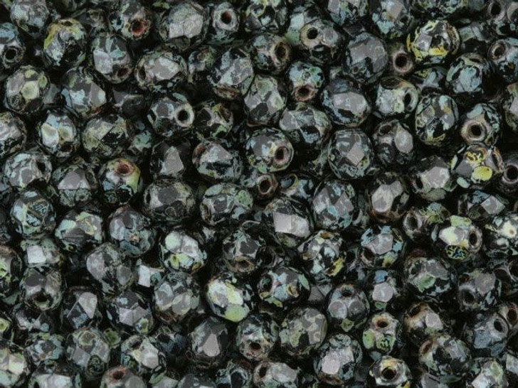 Czech Fire-Polish Bead 4mm Jet Picasso (50pc Strand) by Starman