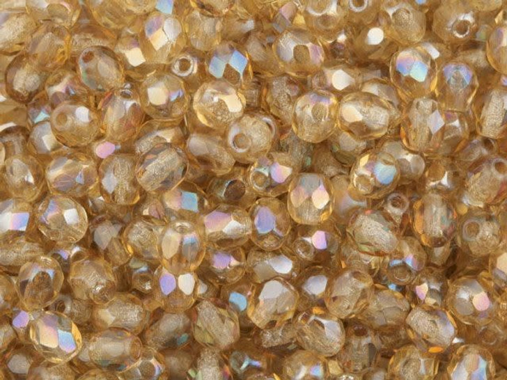 Czech Fire-Polish Bead 4mm Light Topaz Celsian (50pc strand) by Starman